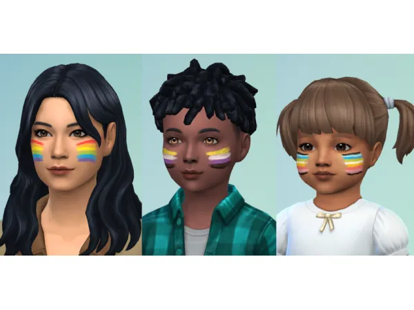 Maxis Match Faeriesimss Pride Face Paint Conversion Recolor - The Sims 4 Custom Content