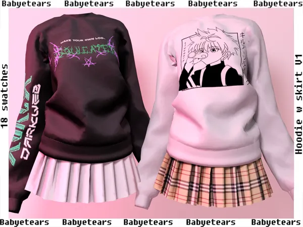 Alpha hoodie with skirt v1 - The Sims 4 Custom Content