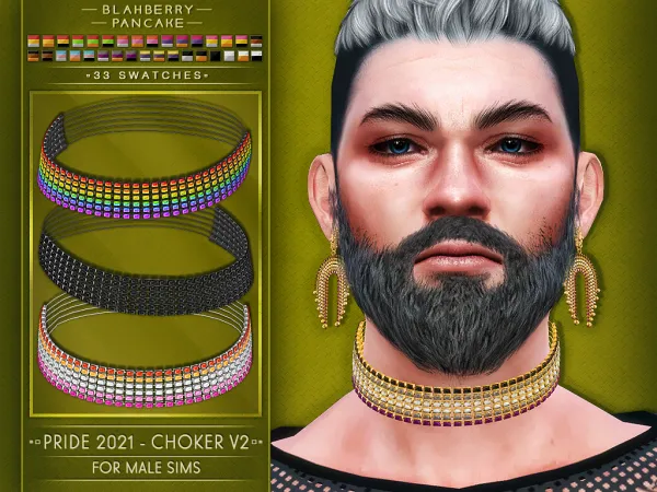 Alpha Blahberry Pancake PRIDE 2021 CHOKER V2 M - The Sims 4 Custom Content
