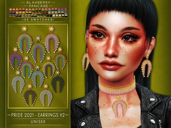 Alpha Blahberry Pancake PRIDE 2021 EARRINGS V2 U - The Sims 4 Custom Content