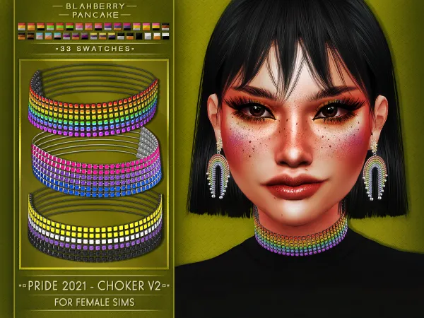Alpha Blahberry Pancake PRIDE 2021 CHOKER V2 F - The Sims 4 Custom Content