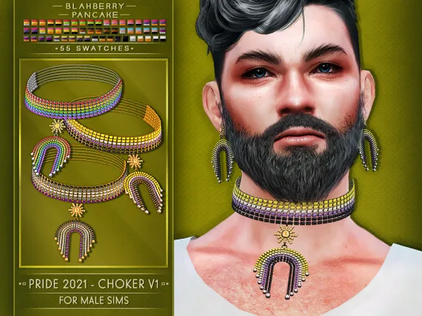 Alpha Blahberry Pancake PRIDE 2021 CHOKER V1 M - The Sims 4 Custom Content