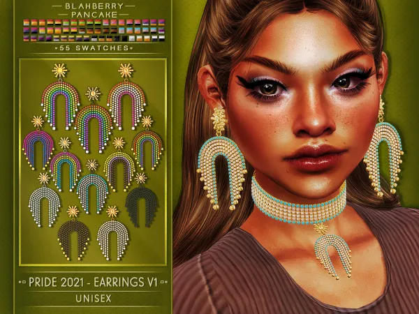 Alpha Blahberry Pancake PRIDE 2021 EARRINGS V1 U - The Sims 4 Custom Content