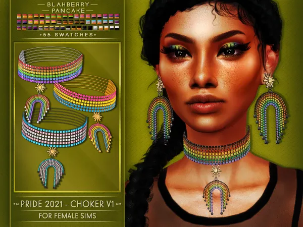 Alpha Blahberry Pancake PRIDE 2021 CHOKER V1 F - The Sims 4 Custom Content