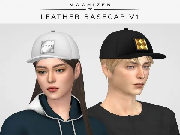 Alpha Mochizen Leather Basecap Unisex Front Vers - The Sims 4 Custom Content