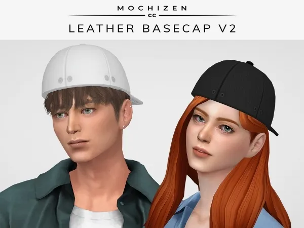 Alpha Mochizen Leather Basecap Unisex Backwards Vers - The Sims 4 Custom Content
