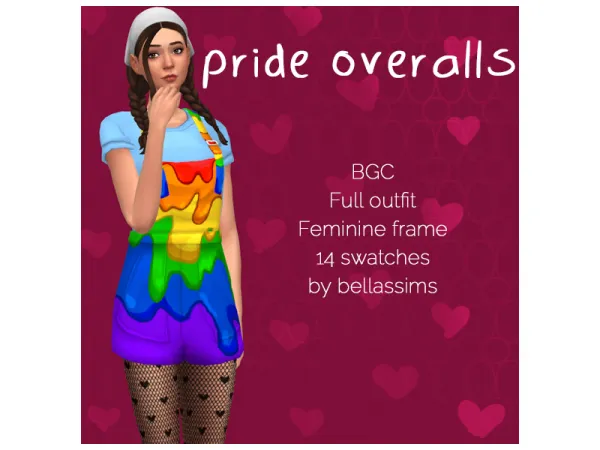 Maxis Match Pride Overalls by Bellassims - The Sims 4 Custom Content
