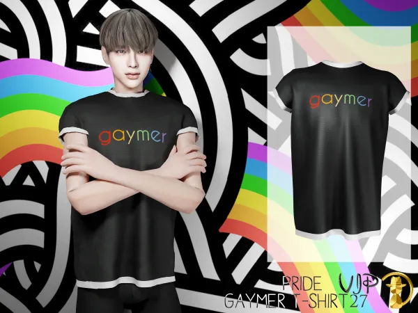 Alpha VIP PRIDE Gaymer T shirt VIP27 by turksimmer - The Sims 4 Custom Content