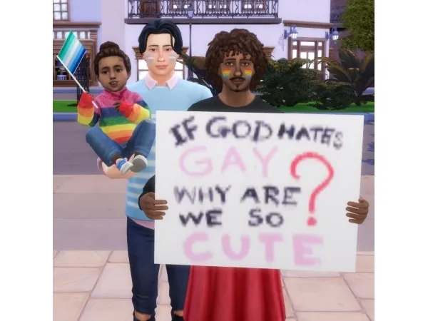 Mix Pride Started with Protest Pose Pack by skywardsidon - The Sims 4 Custom Content