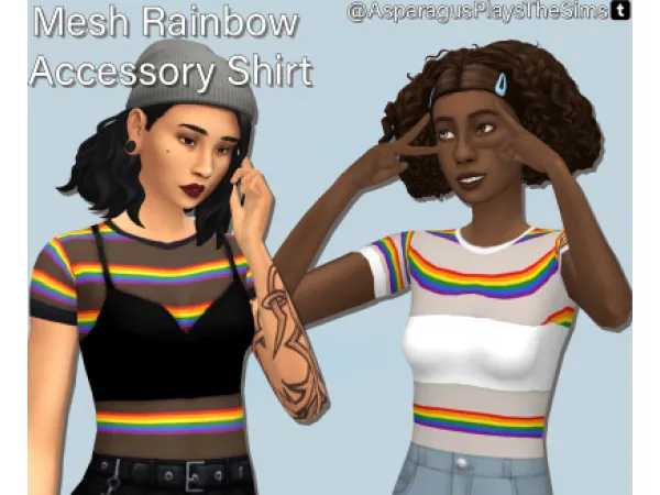 Maxis Match Rainbow Mesh Accessory Shirt - The Sims 4 Custom Content