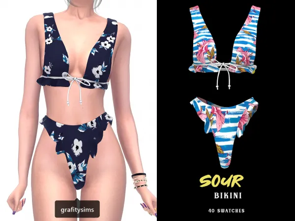 Alpha Sour Bikini - The Sims 4 Custom Content