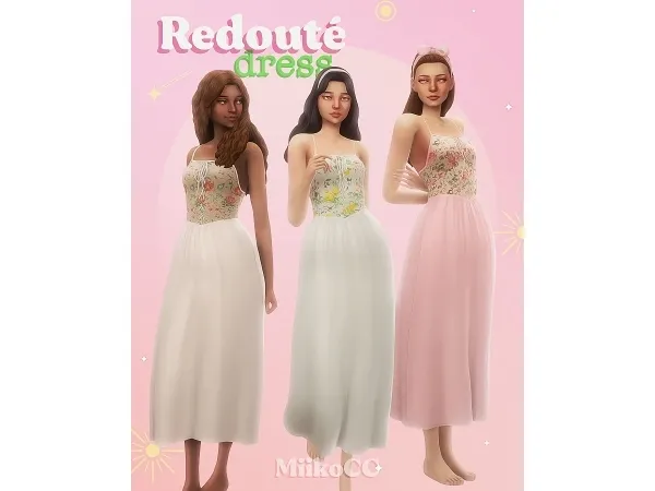 Maxis Match Redouté dress - The Sims 4 Custom Content