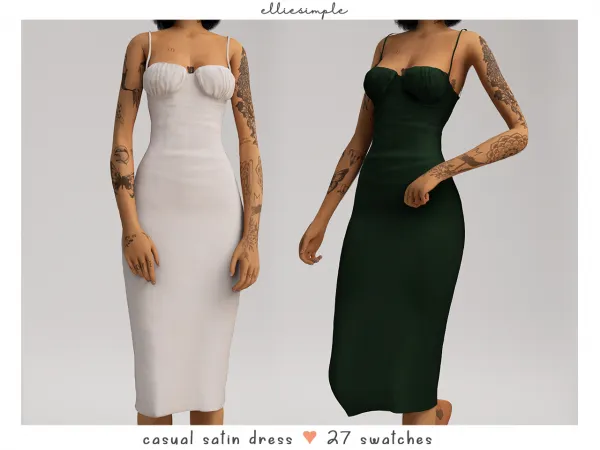 Alpha elliesimple casual satin dress - The Sims 4 Custom Content