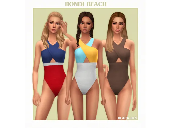 Maxis Match Bondi Beach Swimsuit by Black Lily - The Sims 4 Custom Content