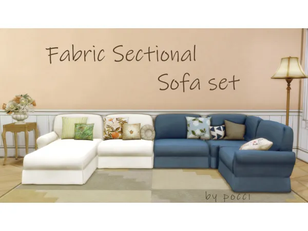 Maxis Match Fabric Sectional Sofa set for Dream Home Decorator pack by pocci - The Sims 4 Custom Content