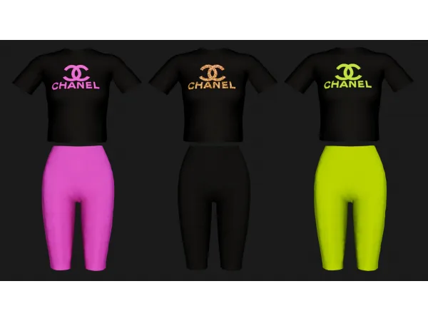 Alpha Chanel Top & Cycle Shorts by simmerkatex - The Sims 4 custom content