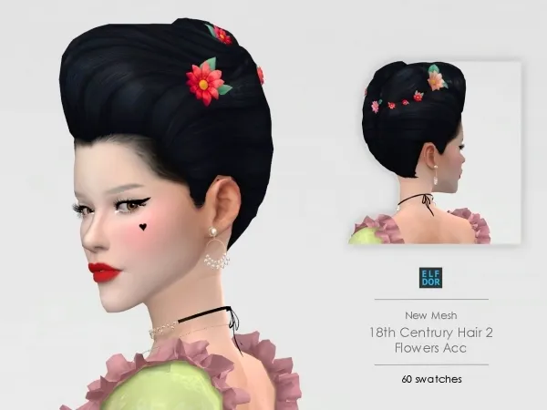 Maxis Match 18th Century Hair and Flowers Acc - The Sims 4 Custom Content