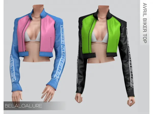 Alpha Belaloallure Avril biker top by simsfinds - The Sims 4 Custom Content