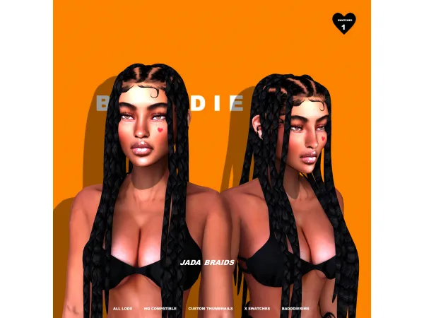 Alpha JADA BRAIDS by BADDDIESIMS - The Sims 4 Custom Content