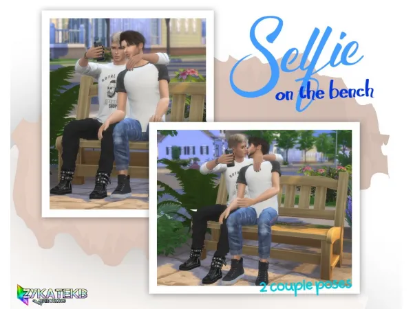 Maxis Match Selfie on the bench by Zykatekb - The Sims 4 Custom Content