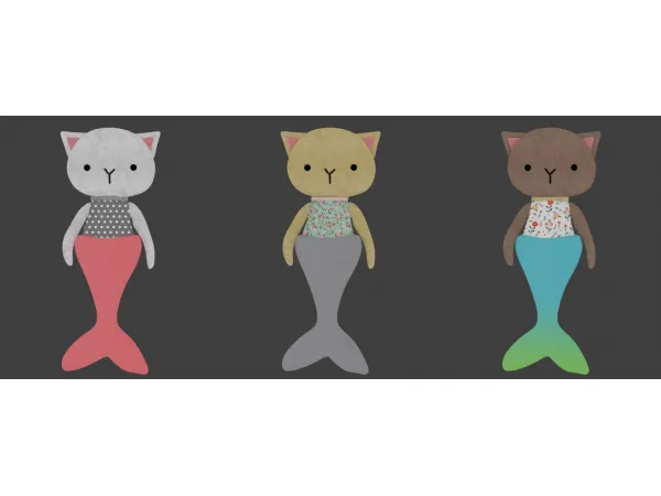 Maxis Match [Scarlett Bulckowisk] Mermaid Cat Plush S3 and S4 - The Sims 4 Custom Content