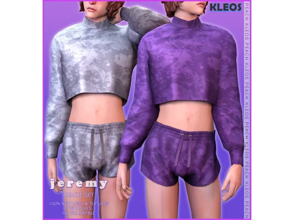 Alpha Peach Jeremy Tie dye Set by Kleos Sims - The Sims 4 Custom Content