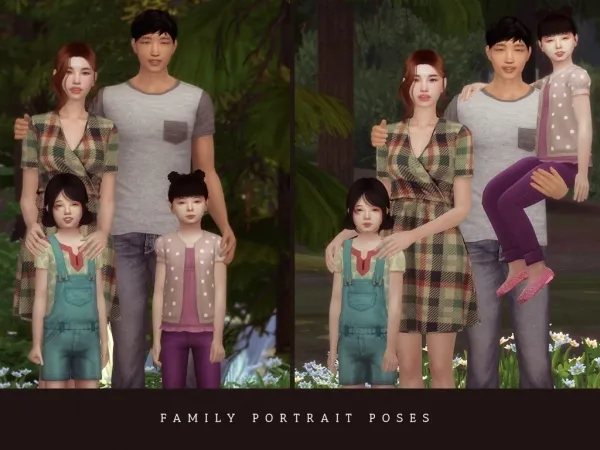Mix Family Portrait Poses - The Sims 4 Custom Content
