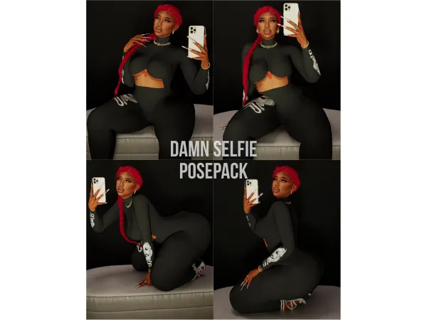 Mix Damn Selfie Posepack by Afrosimtric Simmer - The Sims 4 Custom Content