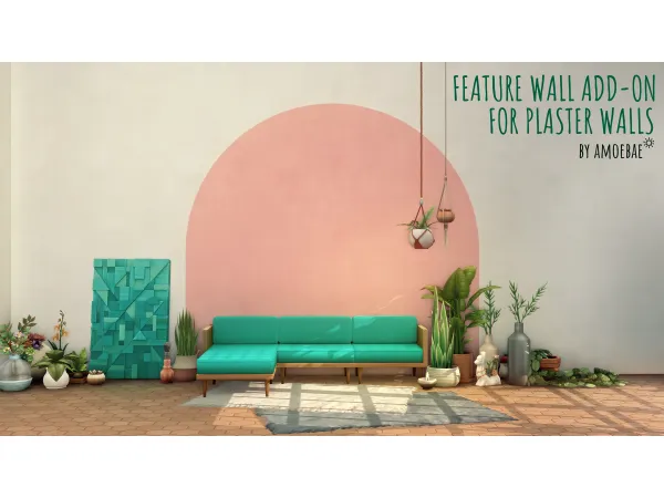 Maxis Match FEATURE WALL ADD ON FOR PLASTER WALLS by amoebae - The Sims 4 Custom Content
