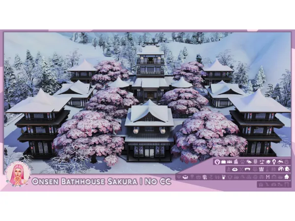 Onsen Bathhouse Sakura | Sims 4 No CC | Баня Онсэн Сакура by MikkiMur