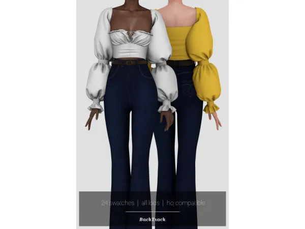 Alpha Florence Puff Sleeves Blouse - The Sims 4 Custom Content