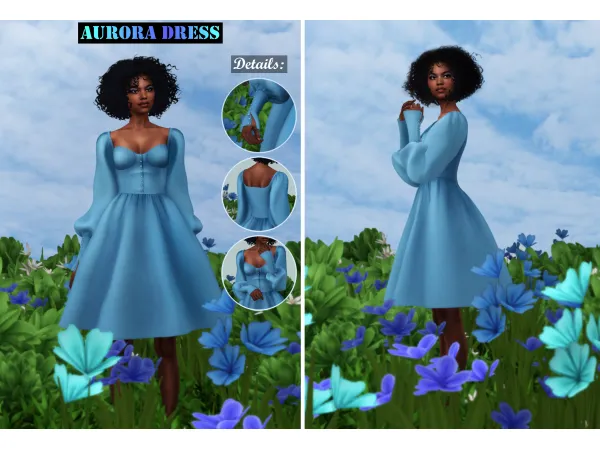 Maxis Match Aurora Dress by SimmerAddiction83 - The Sims 4 Custom Content