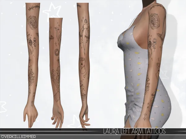 Mix Laura left arm tattoos - The Sims 4 Custom Content