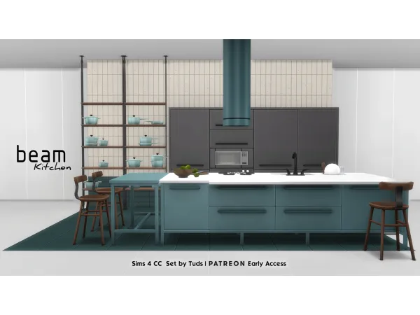 Mix Beam Kitchen Complete Set by Tuds - The Sims 4 Custom Content