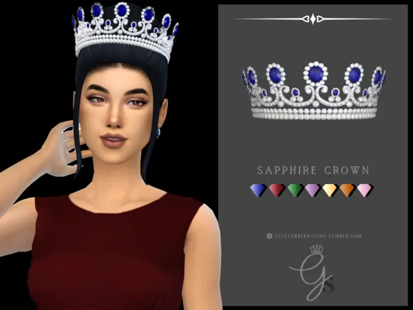 Mix Sapphire Queen Tiara by Glitterberry Sims - The Sims 4 Custom Content
