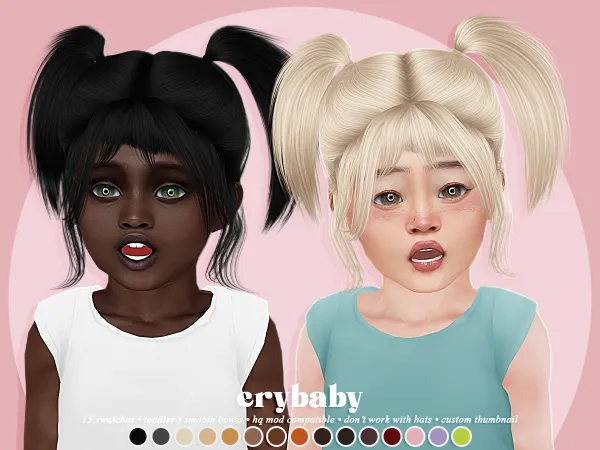Alpha crybaby birds hair (leahlillith) toddler f - The Sims 4 Custom Content