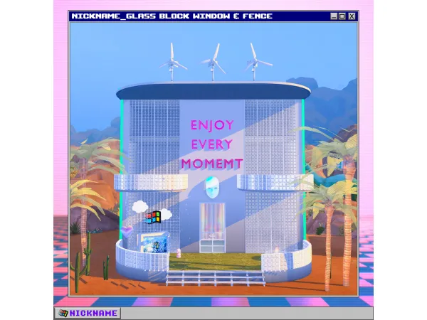 Mix glass block window fence by give me a nickname - The Sims 4 Custom Content