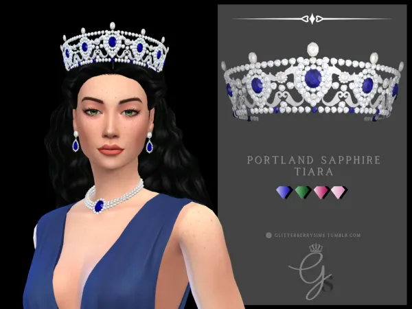 Mix Portland Sapphire Tiara by Glitterberry Sims - The Sims 4 Custom Content