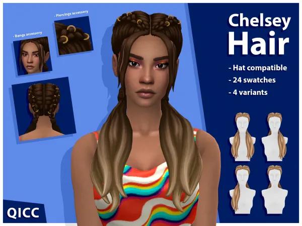 Maxis Match Chelsey Hair by Quirky Introvert CC - The Sims 4 Custom Content