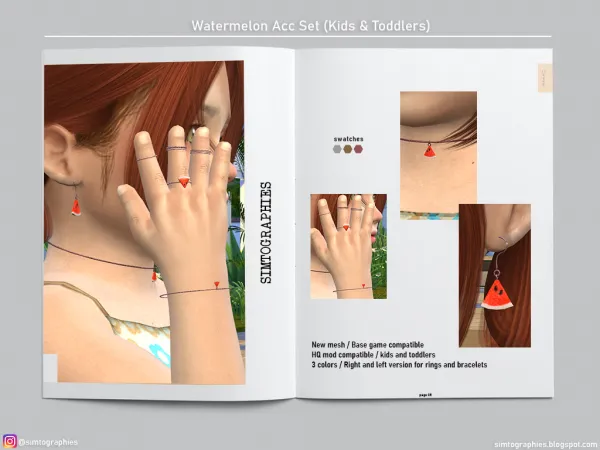 Alpha Watermelon Acc Set (Kids Toddlers) FIXED - The Sims 4 Custom Content