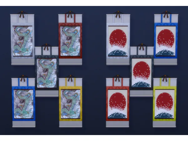 Alpha Japanese Inspired Scroll Art - The Sims 4 Custom Content