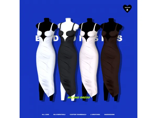 Alpha MILANO DRESS by BADDDIESIMS - The Sims 4 Custom Content