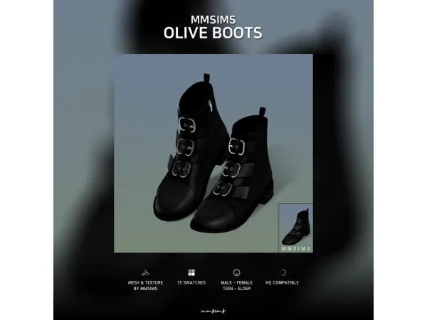 Alpha MMSIMS Olive Boots by MMSIMS - The Sims 4 Custom Content