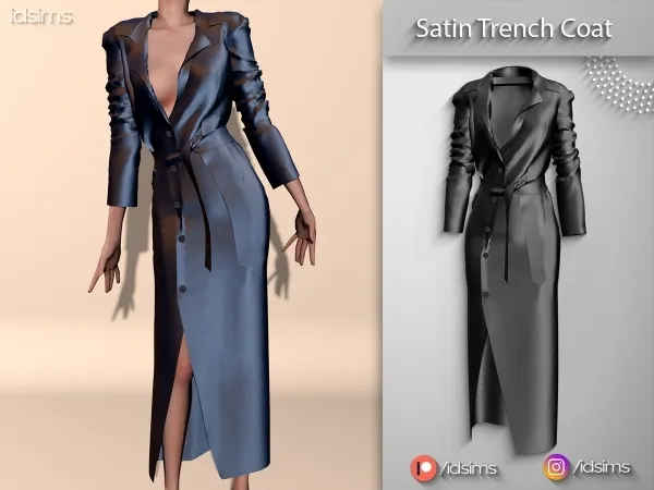 Alpha Satin Trench Coat by polygoncouture - The Sims 4 Custom Content