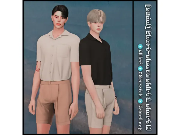 Alpha [sudal] Short sleeve shirt short M sims by sudal - The Sims 4 Custom Content