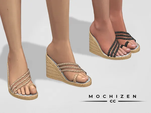 Mix Mochizen Wedge Sandals Vers. B by mochizen-cc - The Sims 4 custom content