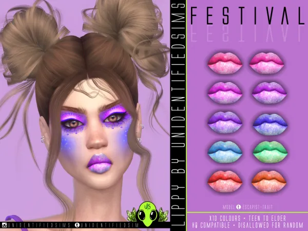 Mix Festival Makeup Set Lippy - The Sims 4 Custom Content