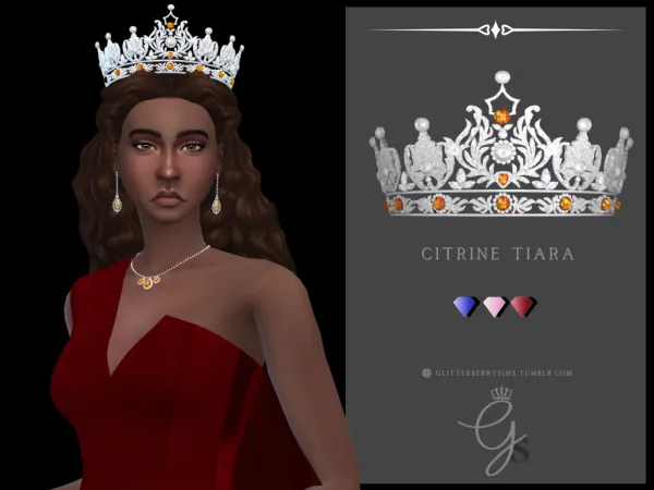 Mix Citrine Tiara by Glitterberry Sims - The Sims 4 Custom Content