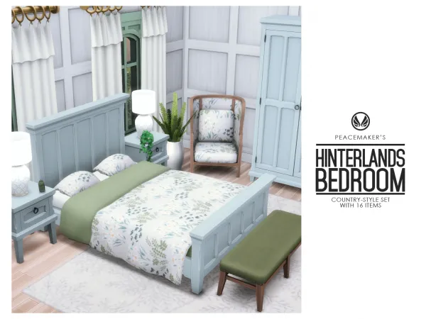 Maxis Match Hinterlands Bedroom Country Style with 16 Items by Peacemaker_ic - The Sims 4 Custom Content