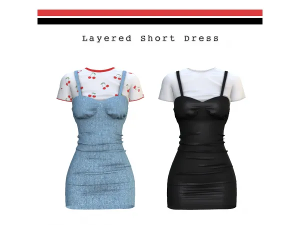 Alpha Layered Short Dress - The Sims 4 Custom Content